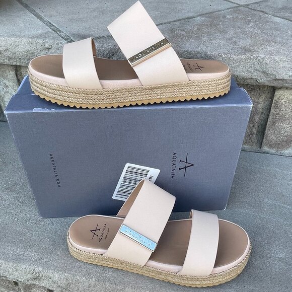 AQUATALIA MAE Women's Leather Espadrille Sandal 7 Casual Summer Resort New - Picture 2 of 10